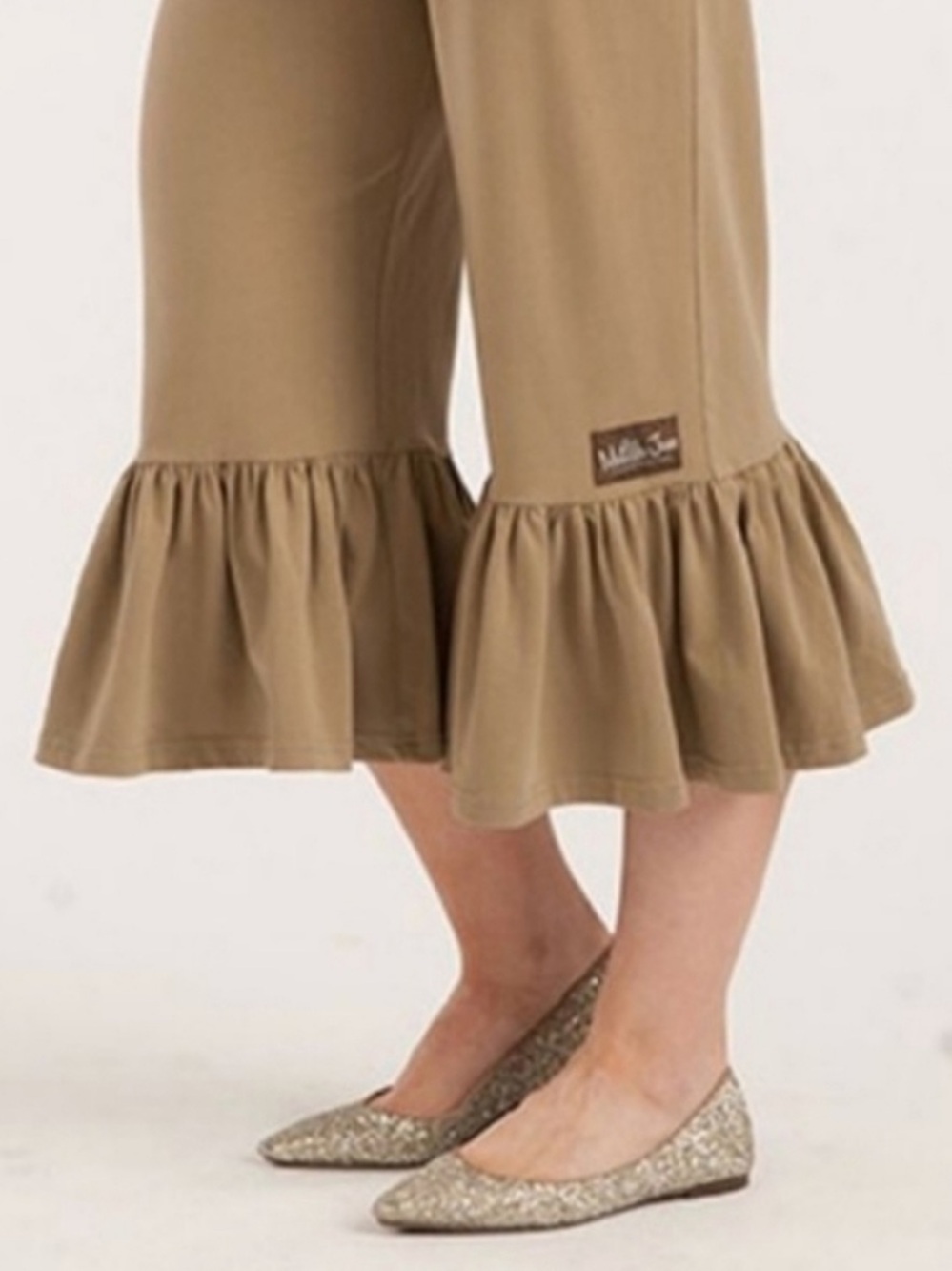 Matilda Jane Taupe Ruffle-Hem Wide-Leg Skirted Bottoms
